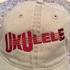 Ukulele Embroidered Hat Cap Free Uke On Board Sticker image 1