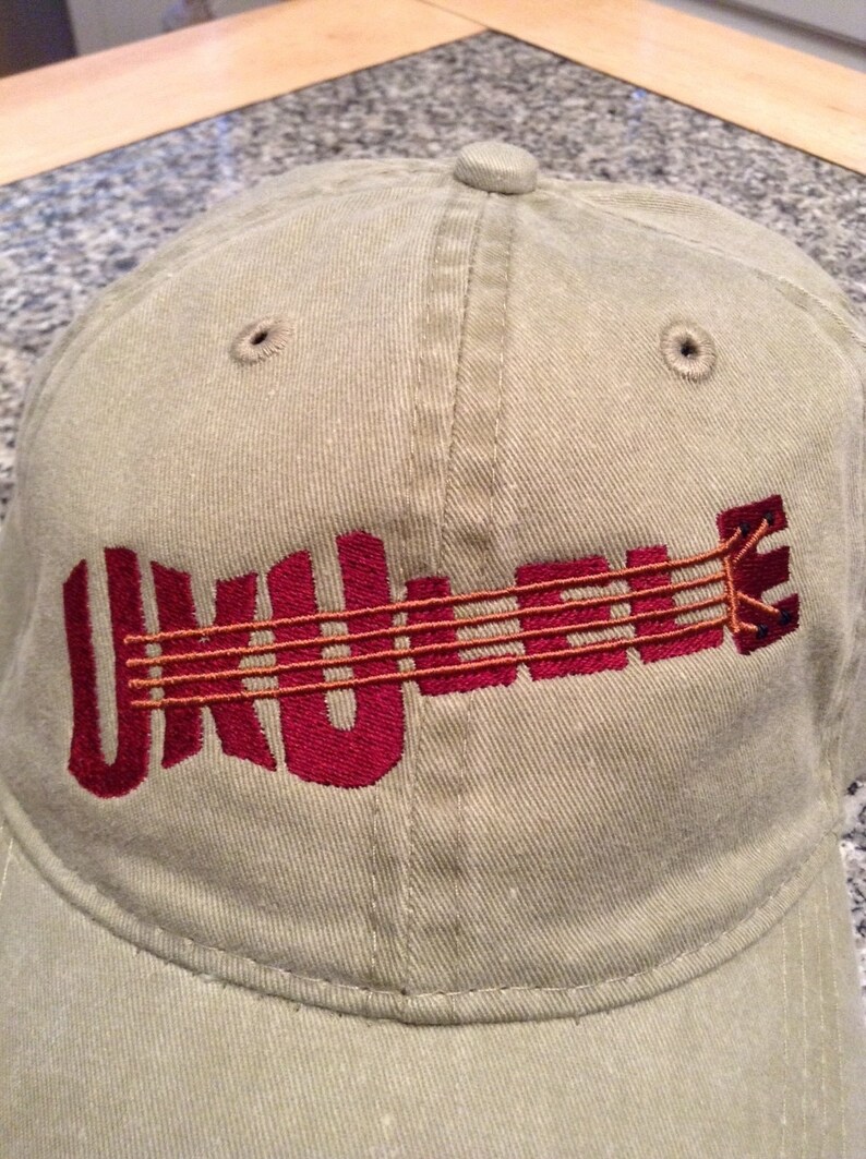 Ukulele Embroidered Hat Cap Free Uke On Board Sticker image 1