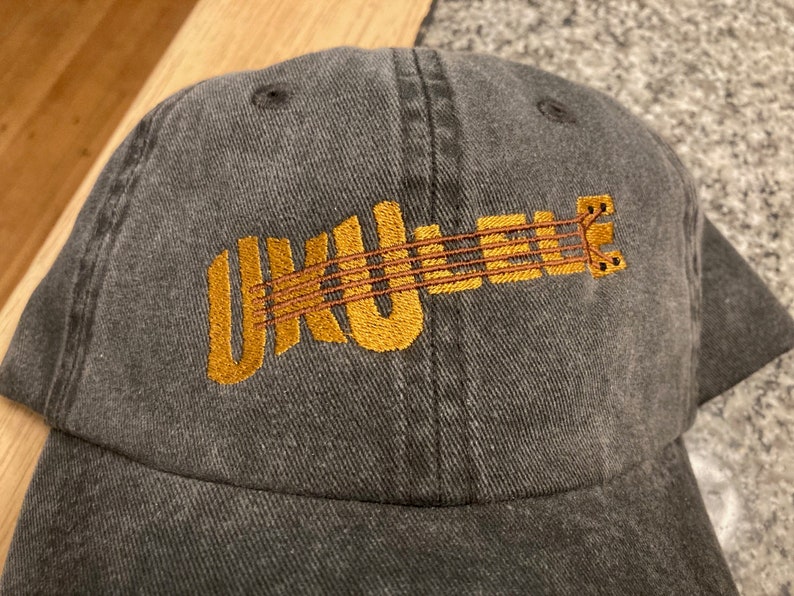 Ukulele Embroidered Hat Cap Free Uke On Board Sticker image 2