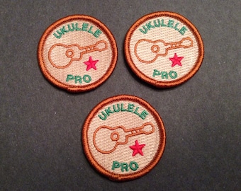 Ukulele Merit Badge - Set of 3 - Embroidered + Bonus