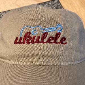 Ukulele Script Embroidered Hat Cap - Free Uke On Board Sticker