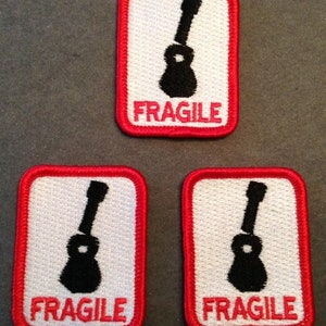 Fragile Patch For Your Ukulele Or Guitar Case - Set of 3 Embroidered - Sale