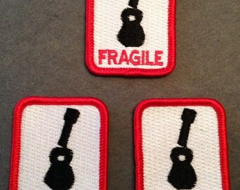 Fragile Patch For Your Ukulele Or Guitar Case - Set of 3 Embroidered - Sale