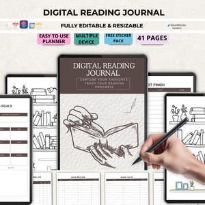 Diario di lettura digitale, tracker di libri e registro di lettura, agenda alternativa a Goodreads, tracker per le sfide di lettura, download digitale in PDF