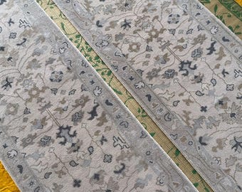 modern hand knotted rug, large area vintage oushak rug, muted pastel oushak, blue beige oushak, 5x8, 6x9, 8x10, 9x12 large area carpet