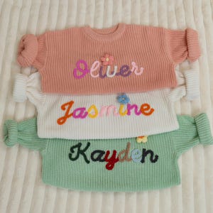 Custom Embroidered Baby Sweater with Name,Personalized Knit Jumper,Handmade Baby Shower Gift,Newborn Sweater,Toddler Outfit,Kid Birthdaygift