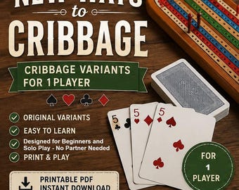 Complete Single Player Cribbage Training System | Pegging + Hand Scoring Practice for One Player Cribbage | Printable PDF Bundle