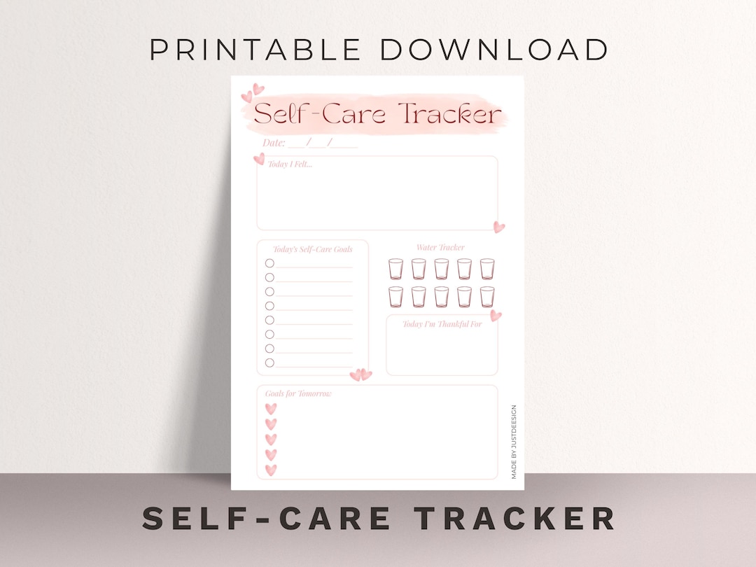 Minimal Self Care Tracker Printable PDF, Daily Habit Tracker, Wellness ...