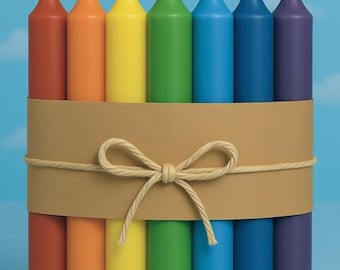 Handcrafted Rainbow Taper Candle Set 7 – Vibrant Home Decor