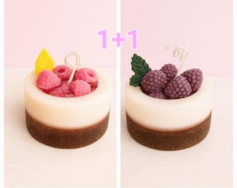 Handmade Cake Candle Set Realistic Soy Wax Dessert Candles berry scented