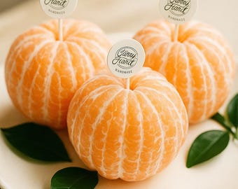 3 piece handmade Mandarin Candle Set  Realistic Peeled Tangerine Shaped Scented Candles