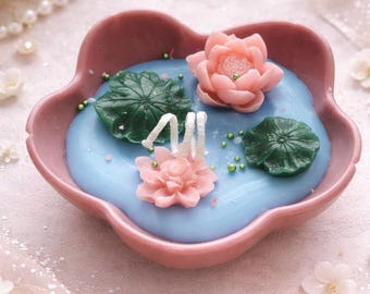 Handmade Lotus Candle Sweet Home Decor with flowers