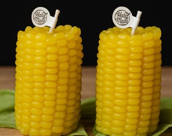 Handmade Corn Candle Set: Unique Vegetable Kitchen Decor