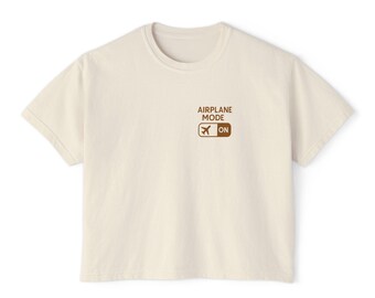 Flugzeug-Modus Boxy Tee: Frauen Vintage Style Reise T-Shirt