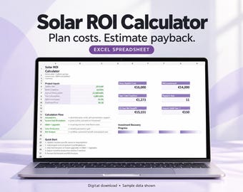 Solar ROI Taschenrechner | Batterielagerungs-Methode (Excel, Google Sheets)