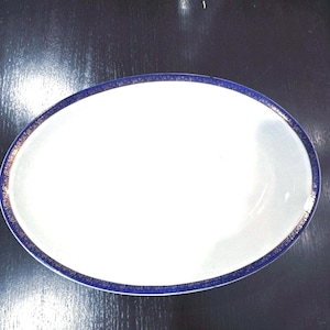 Vintage SANFT China Czech Blue/Gold China Serving Platter 15.25” X 10.75”