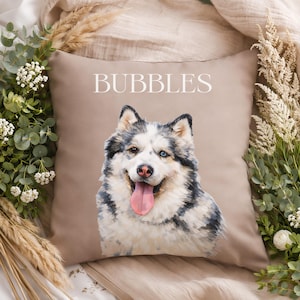 Custom Watercolor Pet Pillow Using Pet Photo, Personalized Dog Cat Pillow,Pet Memorial, Pet Portrait, Dog Lovers Gift, Pet Picture Cushion