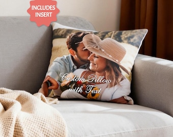 Custom Photo Pillow, Personalized Throw Pillow with Insert, Double-sided Square Pillow, Valentine Gift, Anniversary Home Decor