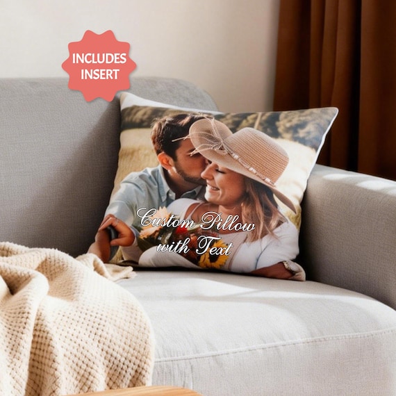 Custom Photo Pillow, Personalized Throw Pillow with Insert, Double-sided Square Pillow, Valentine Gift, Anniversary Home Decor