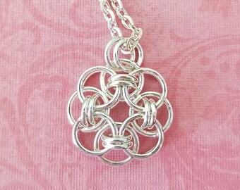 Silver-Plated Copper Celtic Helm Chainmaille Pendant