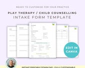 Play Therapy Intake Form Template: Child Counseling Forms (Canva Editable, Digital Download)