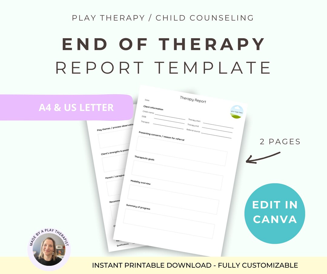 Therapy Report Template Example Child Therapy Report Template: Customizable Canva Template (digital ...