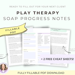 Fillable Play Therapy SOAP Notes: Child Counseling Forms (Fillable PDF)