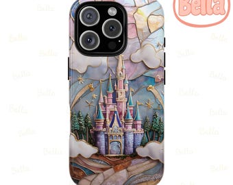 Magical Kingdom, Disney Stained Glass Effect Phone Case, Magsafe Tough Case, Disney Phone Case for iPhone 17 Samsung S26 Google Pixel