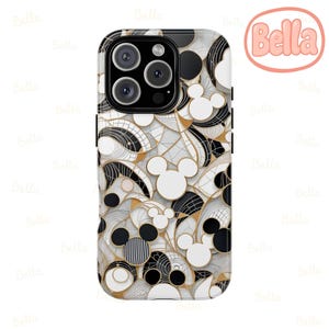 Black Gold Mickey Disney Stained Glass Effect Phone Case, Magsafe Tough Case, Disney Phone Case for iPhone Samsung Google Pixel