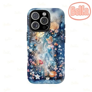 Midnight Cinderella, Disney Stained Glass Effect Phone Case, Magsafe Mosaic Tough Case, Disney Phone Case for iPhone Samsung Google Pixel