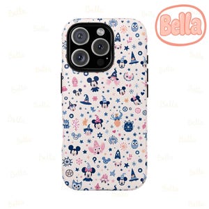 Mickey Minnie Cutie Witch Disney Stained Glass Effect Phone Case, Magsafe Tough Case, Disney Phone Case for iPhone Samsung Google Pixel