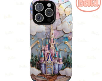 Magical Kingdom Disney Stained Glass Effect Phone Case, Magsafe Tough Case, Disney Phone Case for iPhone 17 Samsung S26 Google Pixel