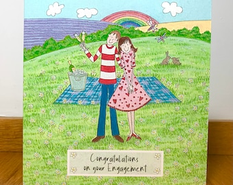 Engagement greetings card, personalised engagement card, engaged couple card, engaged couple, congratulations on your engagement card,