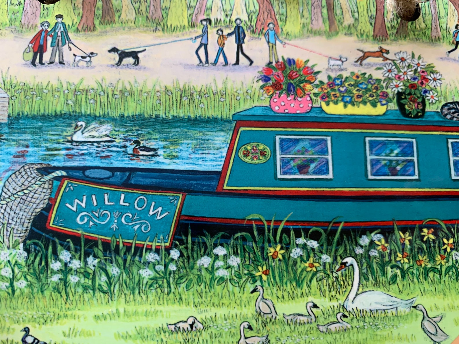 Canal Boat Art Plaque, Canal Boat Room Decor, Canal Boat Painting