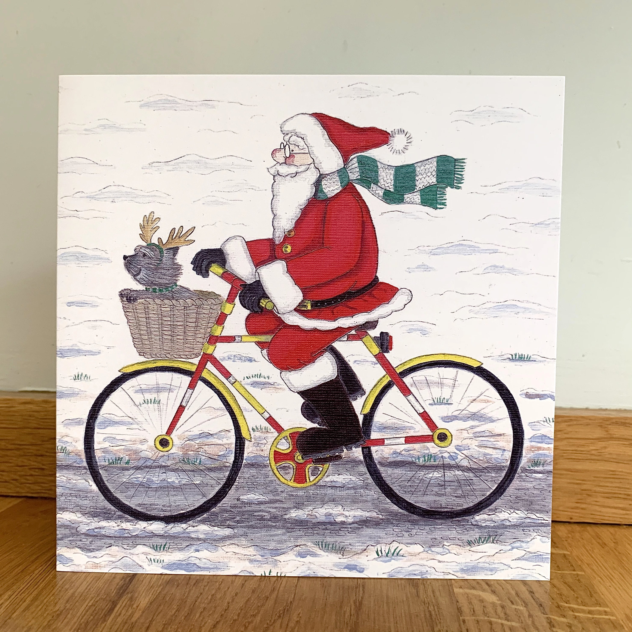 Santa on Bike Christmas Card Santa Christmas Card Santa and Etsy