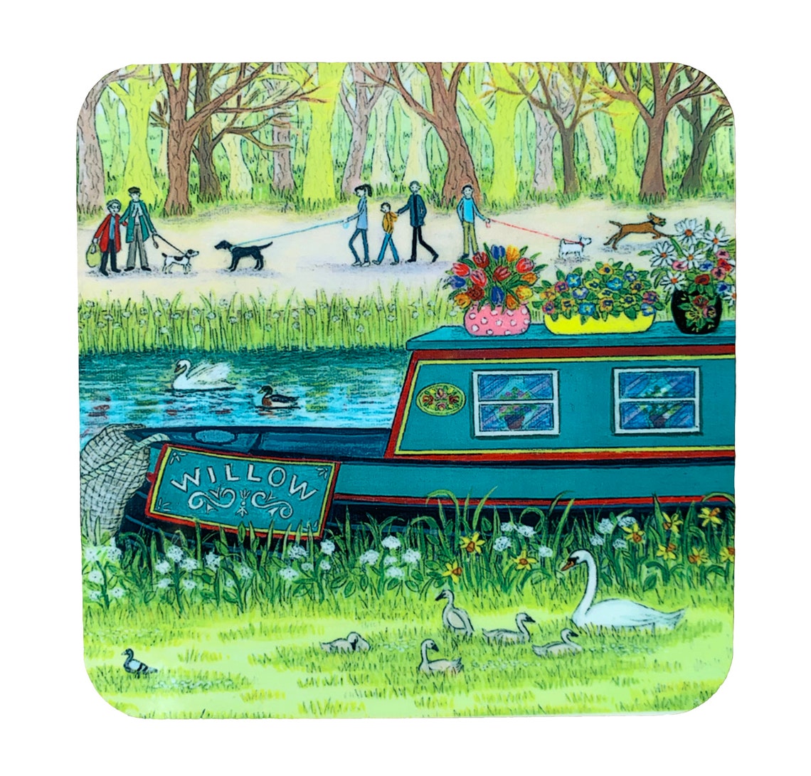 Canal Boat Art Coaster Canal Boat Tableware Canal Boat Gift Etsy