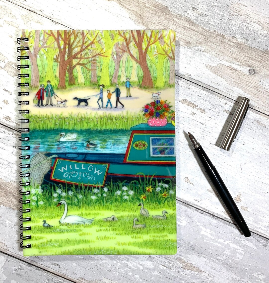 Canal Themed Notebook, Canal Art Notebook, Whimsical Canal Boat Notepad ...