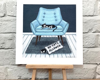 gift for cat owner, gift for cat lover, cat fine art giclee print, cat wall art, cat room decor, cat themed gift, gift for cat mum, cat gift