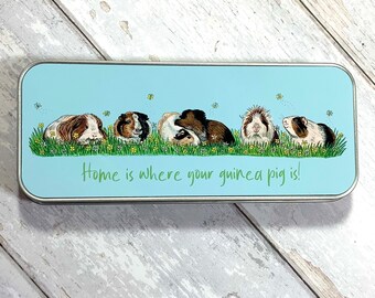 Guinea pig themed tin, Guinea pig lovers pencil tin, Guinea Pig gift, Guinea pig owner gift, Guinea pig themed stationary tin,  Guinea pigs