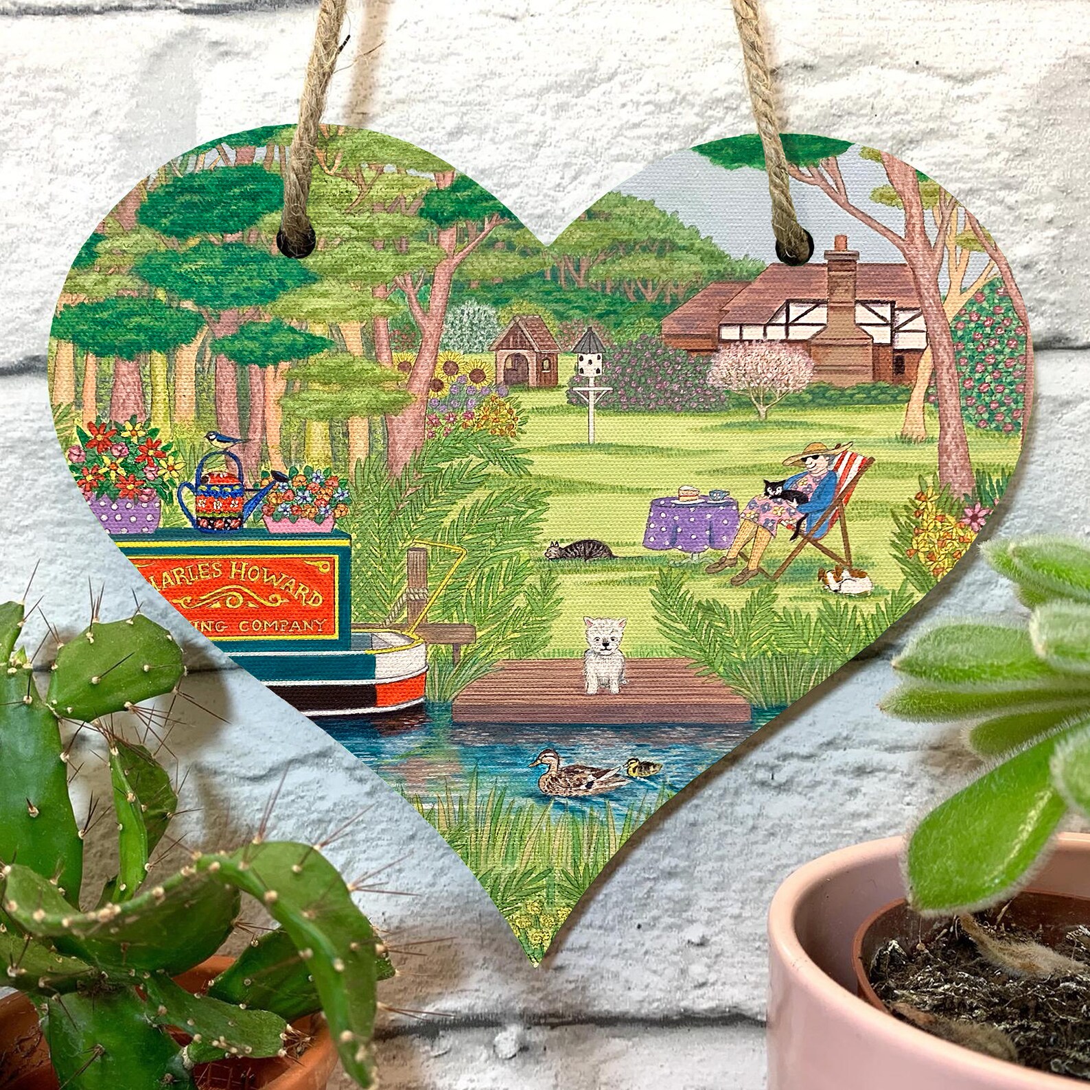 Canal Boat Art Plaque, Canal Boat Room Decor, Canal Boat Painting, Canal Boat Gift, Canal Boat