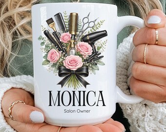 Spersonalizowany kubek do salonu, kubek do kawy dla fryzjera, kubek do makijażu, prezent do salonu piękności, prezent dla kosmetologa, prezent dla stylisty, spersonalizowane imię