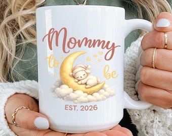 Mommy To Be Est 2026 Geschenkbecher Niedliche Schwangerschaftansage Kaffeetasse für die Erwartung der Mutter Babys offenbaren Geschenkidee Süßes Andenken