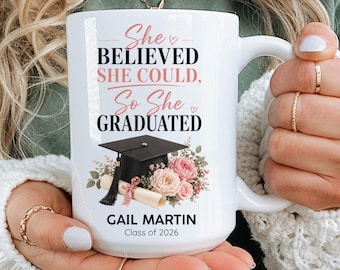 Personalized Graduation Mugs, Graduation Gifts for Her, Graduation Presents for Daughter, Class of 2026 Keepsake Gift for Graduate