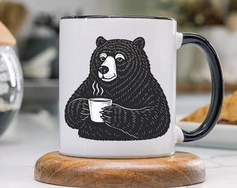 Custom Bear In Raincoat Mug – Personalized Name Mug With Fireflies, 11oz Or 15oz