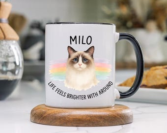 Taza personalizada para gatos, taza personalizada para mascotas, regalo para amantes de los gatos, taza con foto de gato con nombre, regalo para mamás de gatos, taza adorable para mascotas, idea de regalo para dueños de gatos