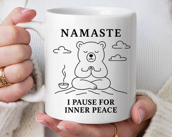 Namaste-mugg Rolig yogamugg, meditationskaffemugg, mindfulness-present, zenmugg, yogaälskare-present, inre frid-mugg