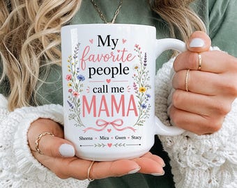 Personalized Mama Mug with Kids Names, Mother Gift from Children, Custom Mom Coffee Mug, Floral Mom Gift, Mothers Day Gift Idea