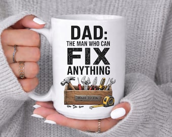 Dad Fix Anything Mug, Funny Handyman Coffee Mug for Dad, Mechanic Dad Gift, DIY Dad Gift, Fathers Day Gift, Garage Coffee Cup