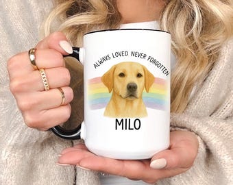 Personalized Pet Memorial Mug Dog Loss Gift Custom Dog Mug, Always Loved Never Forgotten Mug, Pet Remembrance Gift, Rainbow Bridge Dog Gift