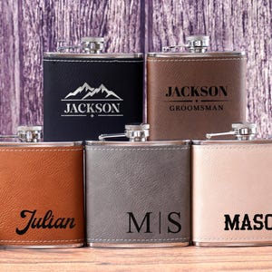 Personalized Groomsmen Flask, Custom Engraved Flask for Dad, Wedding Flask, 6oz Hip Flask, Wedding Favors, Best Man Gifts, Anniversary Gift